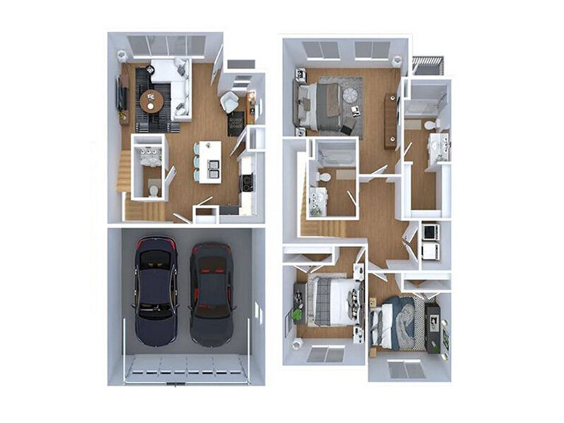 Slatewood Townhomes Floor Plan 3 Bedroom 2.5 Bath B